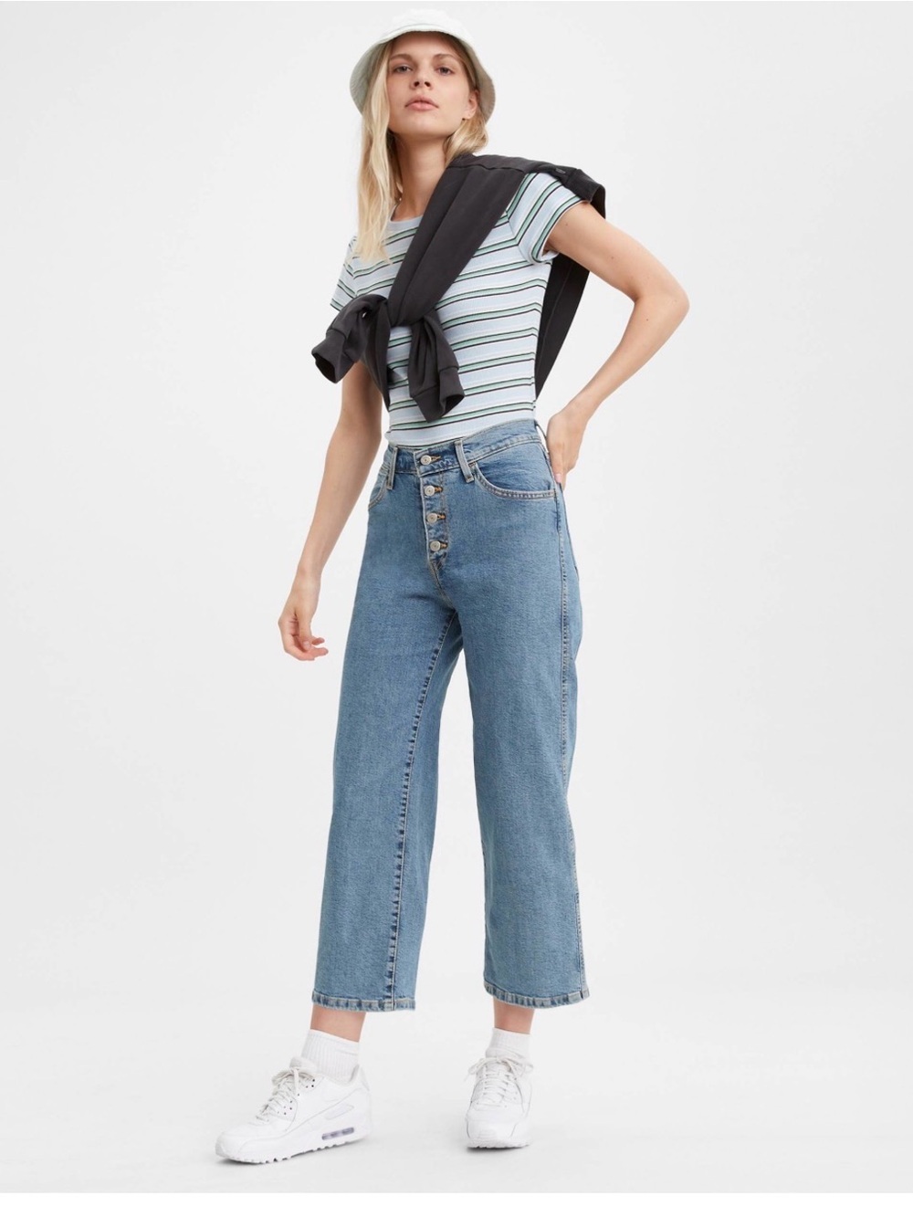 Levis Mile High Cropped Wide Leg Jeans 27 Cottagecore Coastal Old Money Y2K Boho
